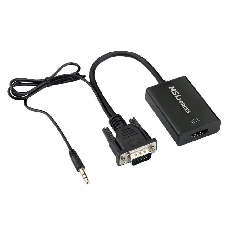 Universal VGA til HDMI Breytir Með Audio, HDMII Female til VGA Male Breytir Breytir með 3.5mm Audio Cable og Micro USB Hleðsla Cord fyrir DVD spilara, Tafla PC, Digital Myndavél, SLR Myndavél