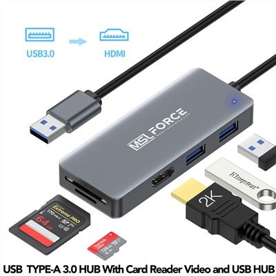 USB til HDMI millistykki HUB Með 2Port USB 3.0 HUB kortalesari